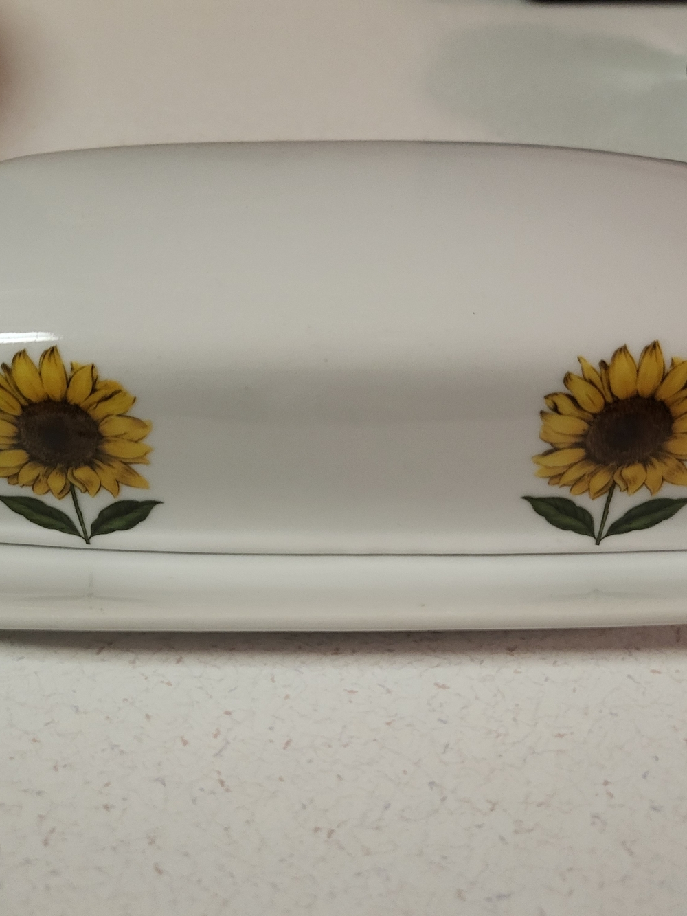 BIA Cordon Blue International Butter Dish Sunflowers Hand Decorated In USA